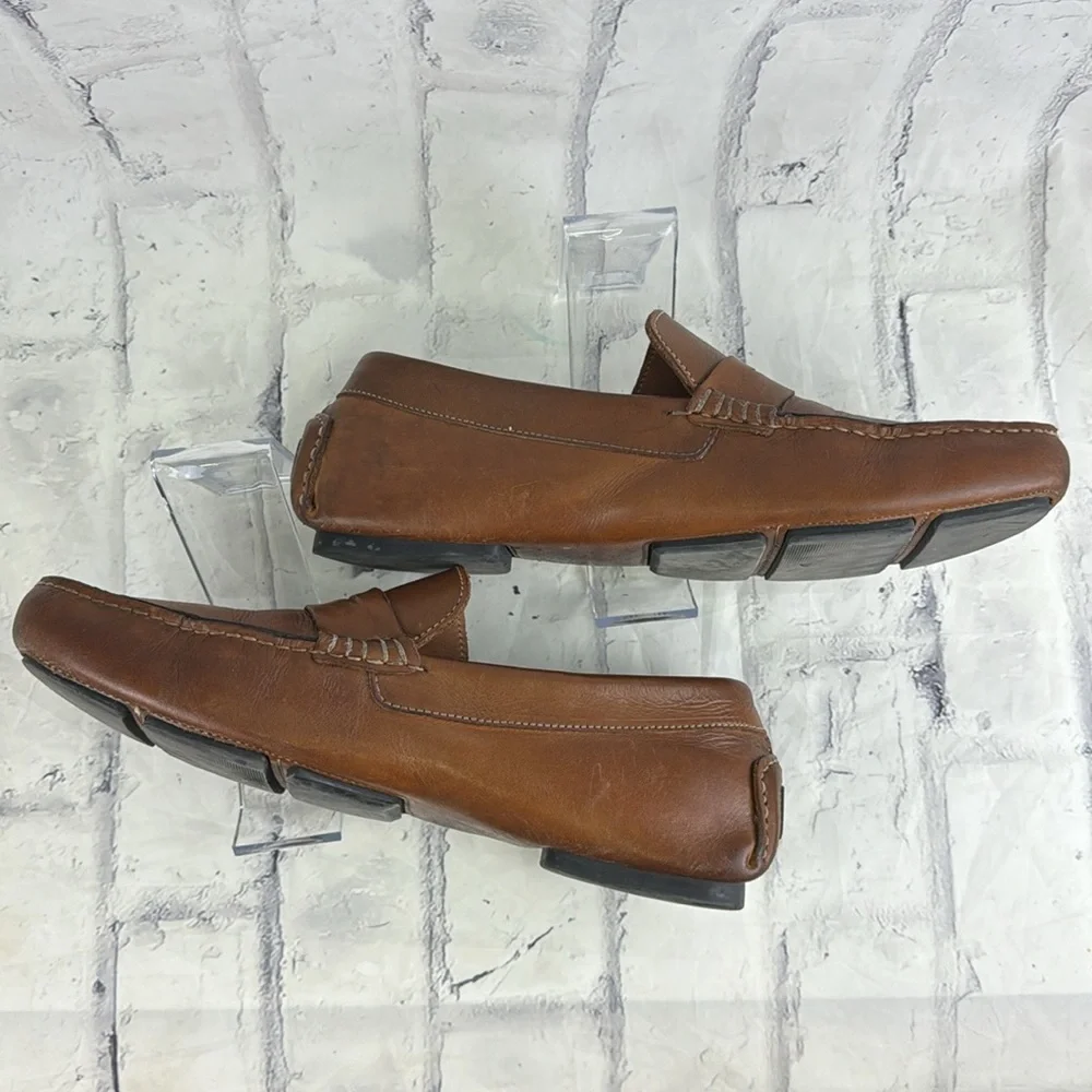 Ugo Bacci Leather Driving Moccasins Penny Loafer Style Slip Ons
